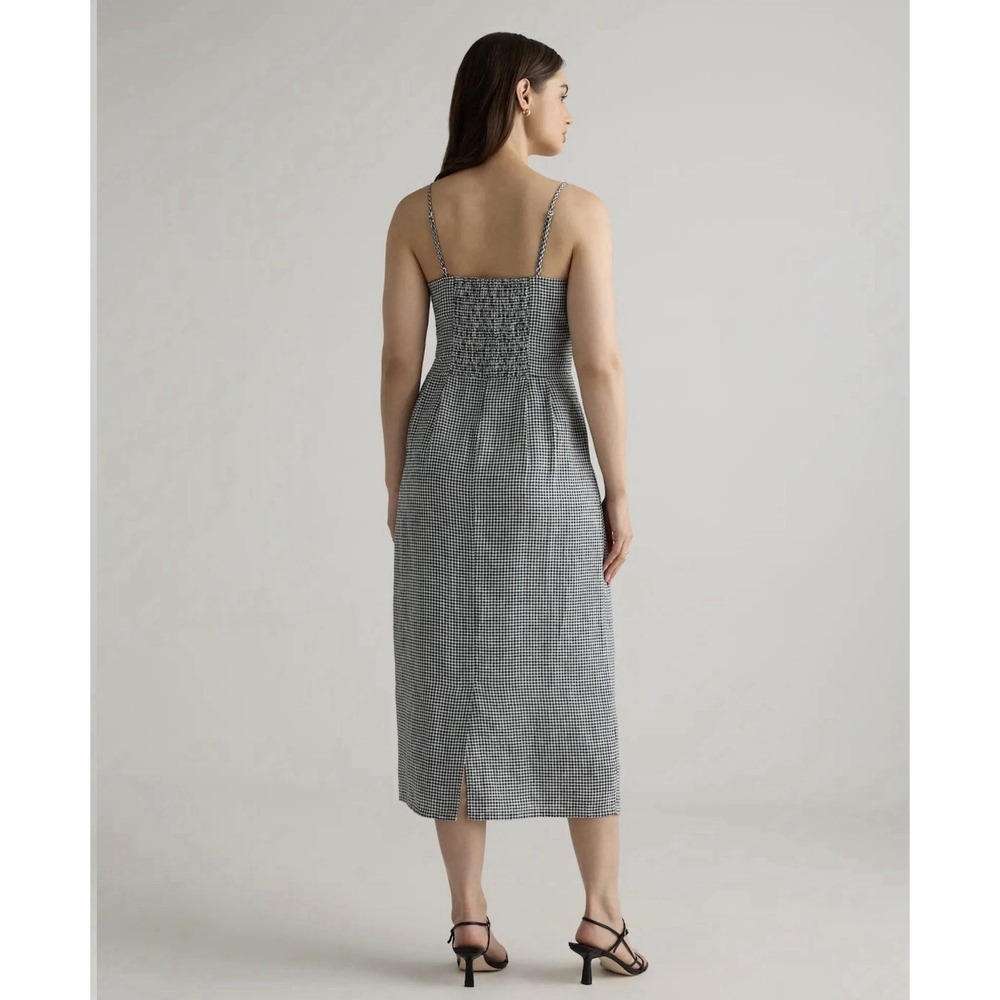Quince 100% European Linen Scoop Neck Midi Dress Women's Size Small Gingham - Picture 2 of 12